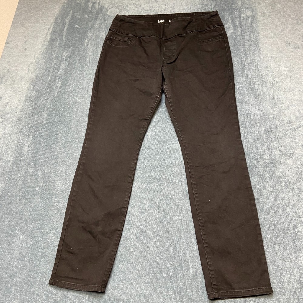 Lee Sculpting Slim Fit Jeans Womens 14 Black Denim Cotton Stretch Straight Leg